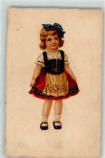 Dirndl Mädchen mit einer Schleife im Haar Trachten Osteuropa Gebrauchsspuren