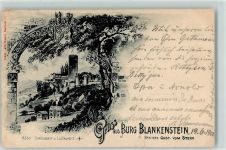 45525 W4320 Blankenstein , Ruhr 1900 Lithographie Hotel Restaurant Burg Wappen