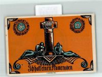 23774 W2447 Heiligenhafen , Holst Notgeldschein Notgeld 1 Mark 50 Jahre Militärverein Wappen Soldat Kreuz Grab Pickelhaube