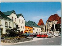 2380 Perchtoldsdorf - Hauptplatz mit Rathaus Pfarrkirche VW Käfer Fiat