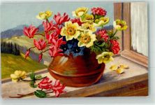 Blumen in Vase Früh, W. Künstlerkarte