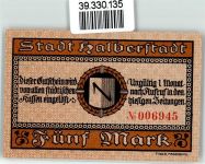 38820 O3600 Halberstadt 1918 - Notgeld Gut für 5 Mark Stadt Halberstadt der Magistrat Nr. 006945