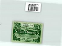 32049 W4900 Herford Notgeldschein Notgeld 5 Pfennig Pferd Reiter Wappen