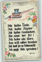 Schreiben Sprüche AK Tintenfass 1930
