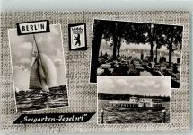 10115 W1000 Tegelort Foto AK Gasthaus Seegarten Tegelort Binnenfahrgastschiff Ernst Reuter Segelschiff