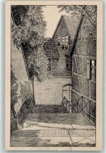 39539 O3530 Havelberg Radierung An der Domtreppe signiert