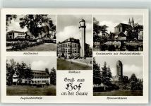 95028 W8670 Hof , Saale - Bismarckturm Hallenbad Rathaus Jugendherberge Michaeliskirche