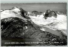 Zittauer Hütte Foto AK 2330 m Unterer Gerlosee Reichenspitzgruppe Schnee Hüttenstempel