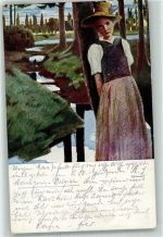 sign.P.W.Keller-Reutlingen Die Amper Serie III Nr.4 Verlag Jugend 1917 Künstlerkarte