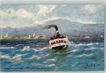 Lago di Garda Gardasee sign.Saja E. Dampfer Burrasca sul Lago Binnenschiff Künstlerkarte