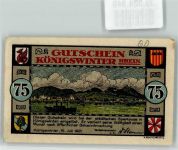 53639 W5330 Königswinter 1921 Gebrauchsspuren Notgeldschein Gutschein Stadt Königswinter über 75 Pfennig Stadtwappen