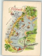 18311 O2591 Ribnitz 1968 Künstlerkarte Zeichnung der Halbinsel Fischland