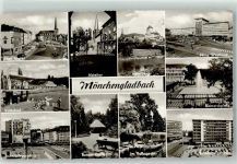41061 W4050 Mönchengladbach Foto AK Marktplatz Volksgarten Schwimmbad Abtreiberg