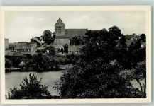 17279 O2093 Lychen Foto AK Stadtsee mit Kirche St. Johannes