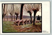 sign.Herdtle Hirte Vorfrühling Schaf Künstlerkarte