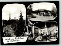 61462 W6240 Fuchstanz , Taunus Foto AK Restaurant Gasthaus Gastraum Gruß Turm Hochtaunus