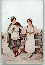 Tracht sign. Elmi Die Sprache der Liebe Trachten Russland Künstlerkarte