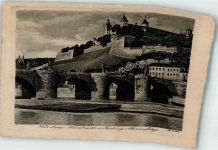W8700 Würzburg Mainbrücke Marienberg Festung Radierung