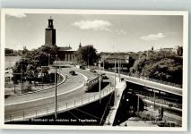 Stockholm 1962 Foto AK Straßenbahn Rathaus