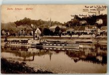 01829 O8306 Wehlen Stadt 1909 Gebrauchsspuren Hotel Kirche Raddmapfer