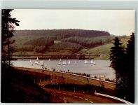 57439 W5952 Attendorn FOTO KEINE AK Foto Original aus Archiv eines Ansichtskartenverlags Biggesee Doppelstockbrücke Segelboote Ort handschriftlich