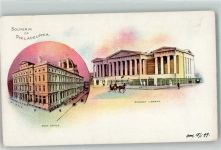 Philadelphia Lithographie Postamt Ridgway Libary