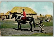 Pferd Mann Landwirtschaft Volkstyp Motiv Russland / Baltische Staaten