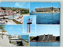 Portoroz Portorose Foto AK Hotelsko naselje Bernardin Hotel Schwimmbad Pool Meer Turm Bademode Urlaub