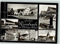 76891 W6749 Rumbach Foto AK Rathaus Ev. Kirche Dorfbrunnen Schule