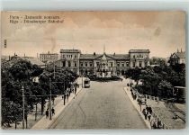 Riga Foto AK Bahnhof Straßenbahn