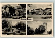 06449 O4320 Aschersleben , Sachs-Anh 1961 - Krankenhaus Bahnhof Aussichtsturm Westdorfer Warte