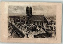 W8000 München Frauenkirche sign. Carl Jander Radierung 1921 Künstlerkarte