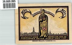 49610 W4570 Quakenbrück 1921 Notgeldschein 50 Pf. Guthaben der Stadt Eiserner Burgmann