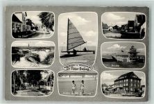 25826 W2252 St. Peter-Ording - Im Dorf Dünenleuchtturm Brücke Kurheim VW Käfer Oldtimer