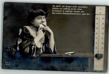 Verlag F.E.D. 326/4 Frau küsst den Brief Sehnsuch Poesie Thermometer Liebesbrief Foto AK