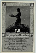 Die Jungfrau-Menschen 24. August -22. Sept. Sternzeichen Lithographie