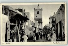 Tunis 1936 Foto AK Handlung Tracht Rue des Teintiuries