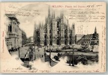 20100 Milano 1901 - Domplatz Straßenbahn Photochromie Nr. 1155