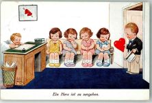 Amor Tintenfass Herz Kinder Wills, J. Künstlerkarte