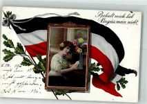 WS+SB Nr 9364 Behalt mich lieb Vergiss mein nicht Blumen Eichenlaub Schwarz-Weiß-Rot Lithographie