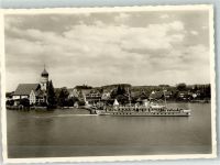 88142 W8992 Wasserburg Bodensee Foto AK Dampfschiff Hafen Kirche