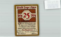 32791 W4937 Lage , Lippe 1921 Notgeldschein 25 Pfg. Gutschein Nr. 26028