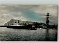 Barcelona Foto AK Hafen Leuchtturm Dampfschiff