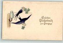 Passepartout Geburtstag Telefonleitung Glücksklee Schwalbe Prägedruck