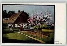sign. Weber Bauernhaus Apfelblüte Nr.236 Teubner Künstlerkarte