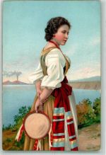 Frau mit Tamburin Verlag Stengel Nr.19841 Trachten Italien