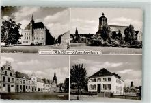47546 W4192 Kalkar , Niederrhein Foto AK Rathaus Marktplatz Nicolai- Kirche Haus sieben Linden