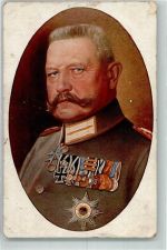 Generalfeldmarschall Orden Künstlerkarte Graphische Kunstanstalt F. Brucckmann No. 6 d. Hindenburg Gebrauchsspuren