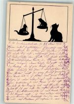Katzen Waage Krause-Carus, A. 1916 Künstlerkarte