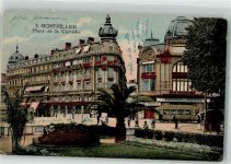 34000 Montpellier 1922 Foto AK Straßenbahn Place de la Comédie